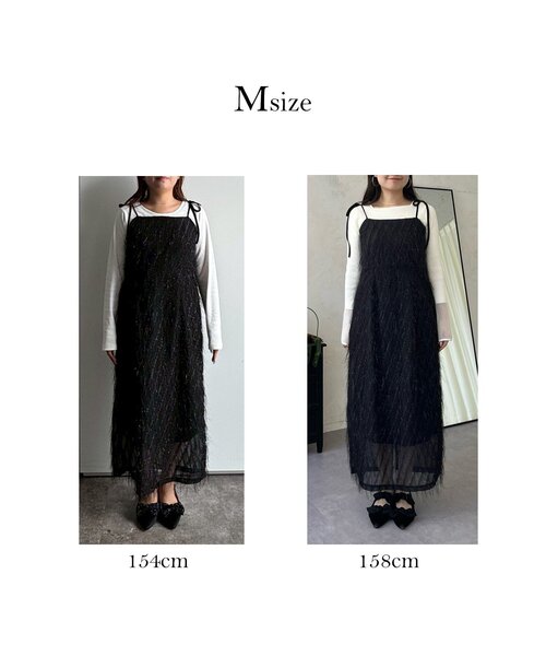 prose verse(プロズヴェール)の「ラメフリンジキャミワンピース(ワンピース・レディース・ブラック・LARGE/MEDIUM/PL/PM)」の2枚目の写真