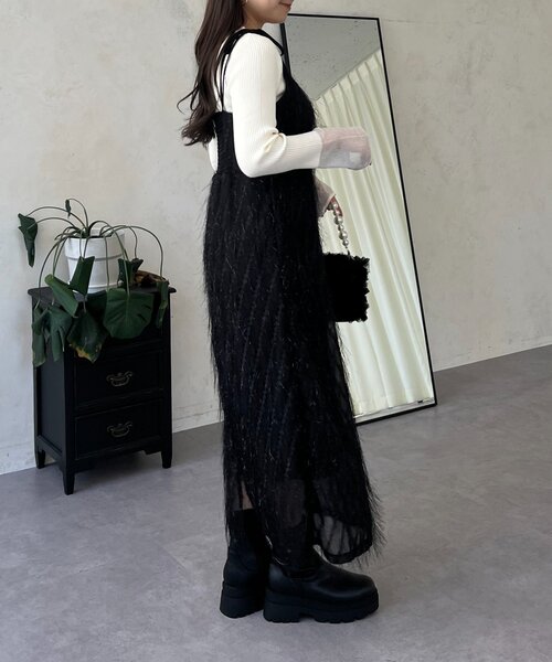 prose verse(プロズヴェール)の「ラメフリンジキャミワンピース(ワンピース・レディース・ブラック・LARGE/MEDIUM/PL/PM)」の9枚目の写真