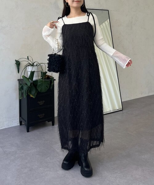 prose verse(プロズヴェール)の「ラメフリンジキャミワンピース(ワンピース・レディース・ブラック・LARGE/MEDIUM/PL/PM)」の10枚目の写真