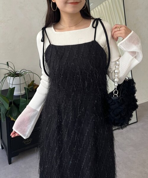 prose verse(プロズヴェール)の「ラメフリンジキャミワンピース(ワンピース・レディース・ブラック・LARGE/MEDIUM/PL/PM)」の14枚目の写真