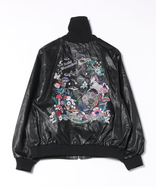 セール】ScoLar(スカラー) スカラーとキノコ刺繍 合皮ブルゾン