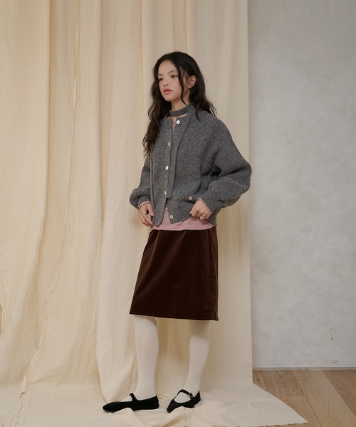 MUHET(ミュエータ)の「jacquard crew neck cardigan & choker set / 紐付きジャガードクルーネックカーディガン(カーディガン/ボレロ・レディース・チャコールグレー/アイボリー・FREE)」の19枚目の写真
