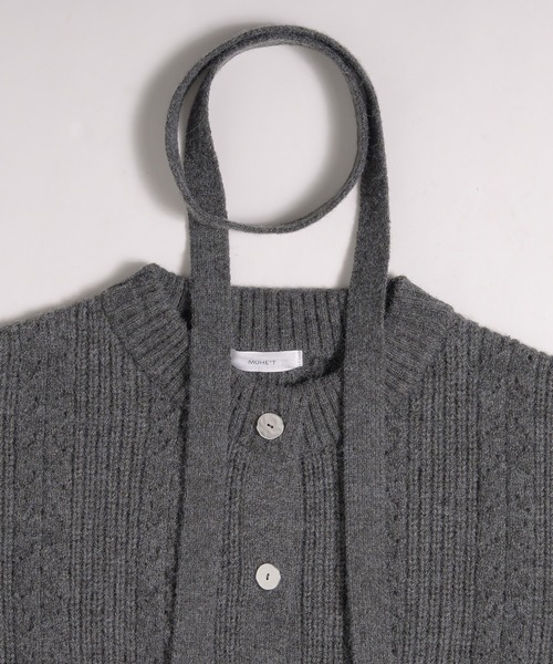 MUHET(ミュエータ)の「jacquard crew neck cardigan & choker set / 紐付きジャガードクルーネックカーディガン(カーディガン/ボレロ・レディース・チャコールグレー/アイボリー・FREE)」の3枚目の写真