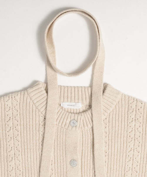 MUHET(ミュエータ)の「jacquard crew neck cardigan & choker set / 紐付きジャガードクルーネックカーディガン(カーディガン/ボレロ・レディース・チャコールグレー/アイボリー・FREE)」の21枚目の写真