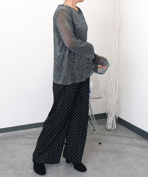 libelle more（リベル モア）の「セルフカット裏起毛BOXプリーツパンツ（その他パンツ・レディース・ブラック/ブラウン/ネイビー・M/L）」の7枚目の写真