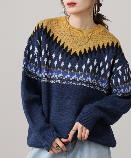 FILA（フィラ）の「FILA ノルディックセーター（ニット/セーター・レディース・杢グレー/ネイビー・FREE）」の18枚目の写真