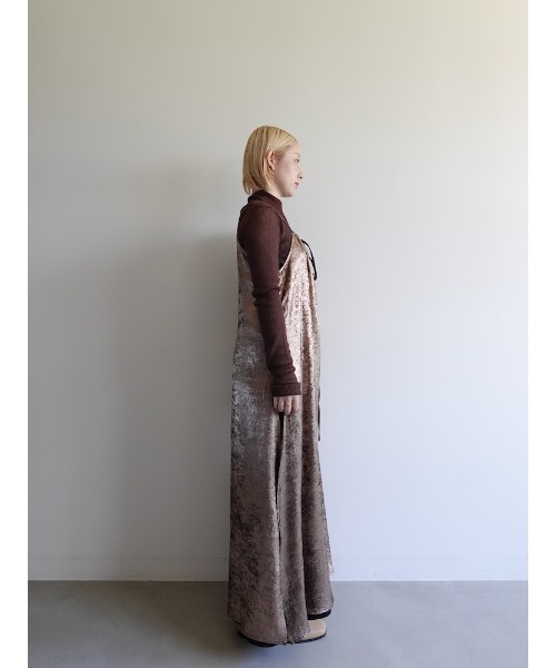 セール】Drawstring Neck Glitter Dress/ドローストリングネック