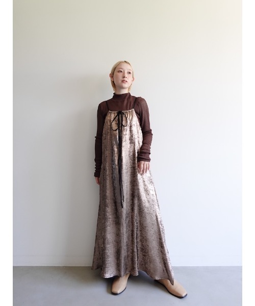 sahara MARTE●現行品新品グリッタードレス Drawstring Neck Glitter Dress/ドローストリングネックグリッター