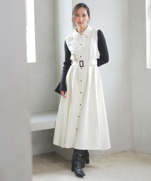 NOELA(ノエラ)の「シャツカラージャガードワンピース(ワンピース・レディース・ブラック/オフホワイト・S/M)」の1枚目の写真