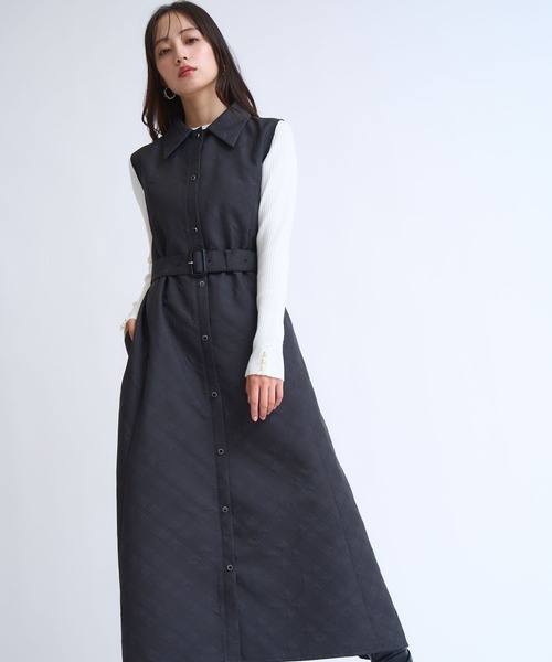 NOELA(ノエラ)の「シャツカラージャガードワンピース(ワンピース・レディース・ブラック/オフホワイト・S/M)」の2枚目の写真