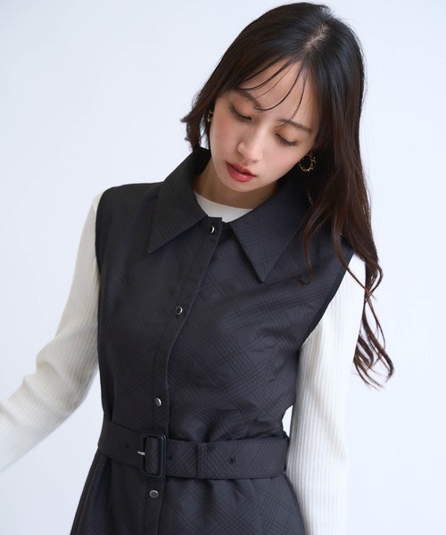 NOELA(ノエラ)の「シャツカラージャガードワンピース(ワンピース・レディース・ブラック/オフホワイト・S/M)」の7枚目の写真