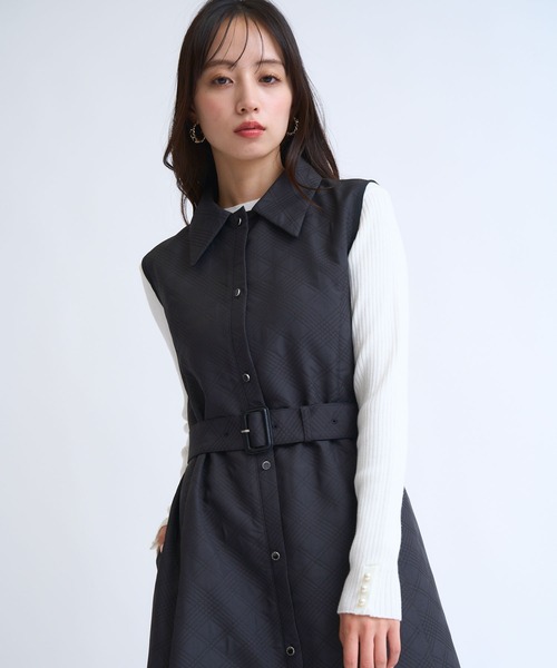 NOELA(ノエラ)の「シャツカラージャガードワンピース(ワンピース・レディース・ブラック/オフホワイト・S/M)」の11枚目の写真