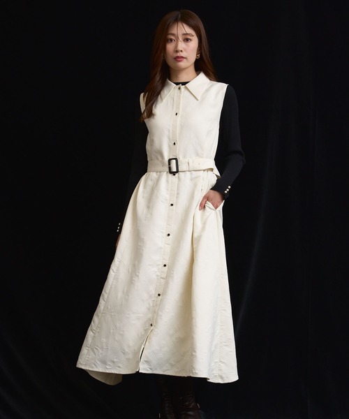 NOELA(ノエラ)の「シャツカラージャガードワンピース(ワンピース・レディース・ブラック/オフホワイト・S/M)」の10枚目の写真