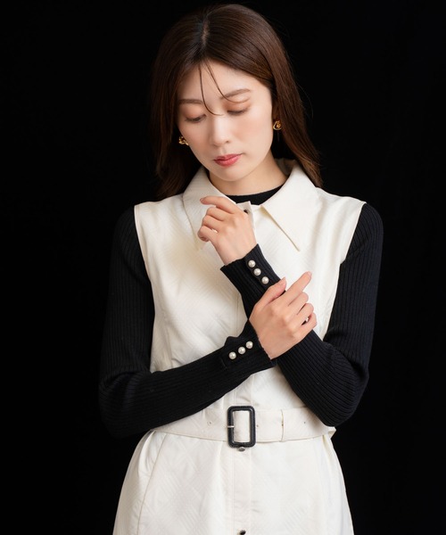 NOELA(ノエラ)の「シャツカラージャガードワンピース(ワンピース・レディース・ブラック/オフホワイト・S/M)」の14枚目の写真