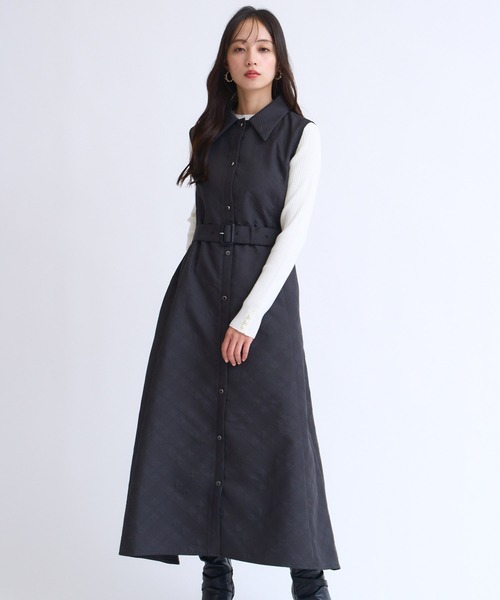 NOELA(ノエラ)の「シャツカラージャガードワンピース(ワンピース・レディース・ブラック/オフホワイト・S/M)」の4枚目の写真