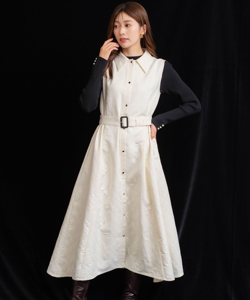 NOELA(ノエラ)の「シャツカラージャガードワンピース(ワンピース・レディース・ブラック/オフホワイト・S/M)」の6枚目の写真