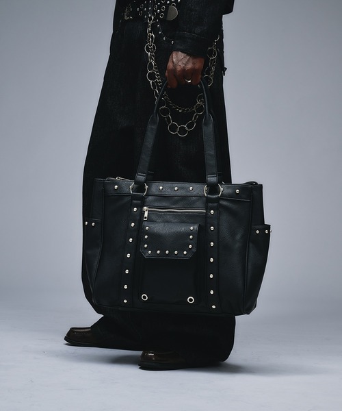 バッグ ROEN Studs Boston Bag Y2K Black Lether バッグ ROEN Studs Boston Bag Y2K Black Lether バッグ ROEN Studs