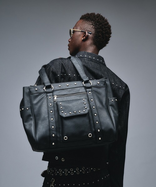 セール】Studs Design Boston Bag / スタッズデザインボストンバッグ