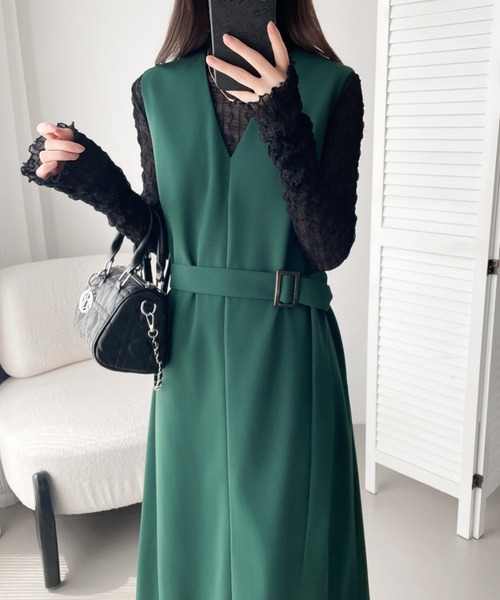 セール】ウエストマークバックスリットジャンパースカート（ジャンパー