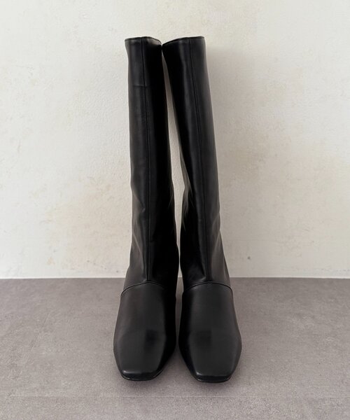 Chez toi(シェトワ)の「ワイドシャフトロングブーツ(ブーツ・レディース・ブラウン/ブラック・LARGE/MEDIUM)」の4枚目の写真