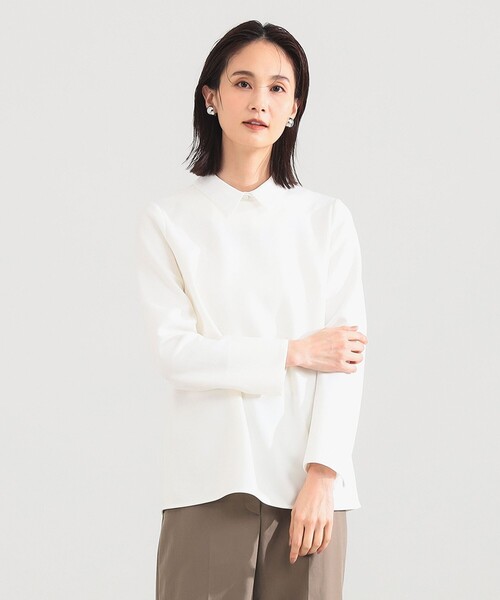 Demi-Luxe BEAMS（デミルクス ビームス）の「【2/5再値下げ】アタッチドカラー ツイルシャツ（シャツ/ブラウス・レディース・ブラック/ホワイト・36/38）」の14枚目の写真