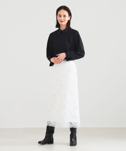 Demi-Luxe BEAMS（デミルクス ビームス）の「【2/5再値下げ】アタッチドカラー ツイルシャツ（シャツ/ブラウス・レディース・ブラック/ホワイト・36/38）」の19枚目の写真