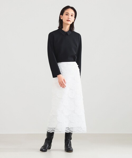 Demi-Luxe BEAMS（デミルクス ビームス）の「【2/5再値下げ】アタッチドカラー ツイルシャツ（シャツ/ブラウス・レディース・ブラック/ホワイト・36/38）」の20枚目の写真