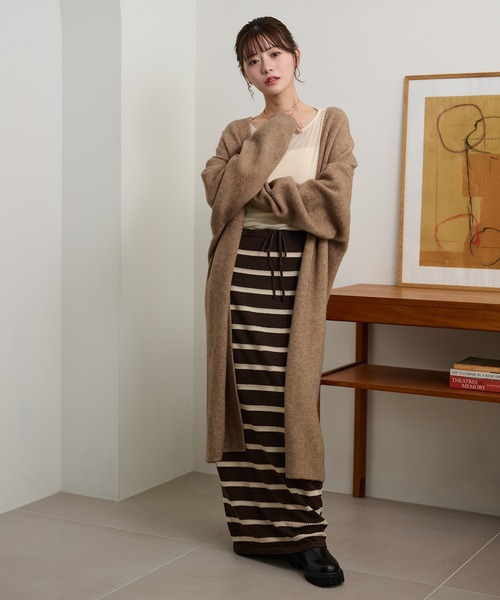 LAULEN(ローレン)の「no collar v neck long coat /ノーカラーVネックソフトロングコート(ノーカラーコート・レディース・ライトグレー/ダークグレー/オートミール/キャメル/ブラウン・FREE)」の5枚目の写真