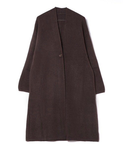 LAULEN(ローレン)の「no collar v neck long coat /ノーカラーVネックソフトロングコート(ノーカラーコート・レディース・ライトグレー/ダークグレー/オートミール/キャメル/ブラウン・FREE)」の4枚目の写真