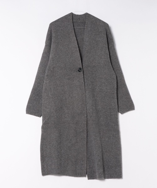 LAULEN(ローレン)の「no collar v neck long coat /ノーカラーVネックソフトロングコート(ノーカラーコート・レディース・ライトグレー/ダークグレー/オートミール/キャメル/ブラウン・FREE)」の3枚目の写真