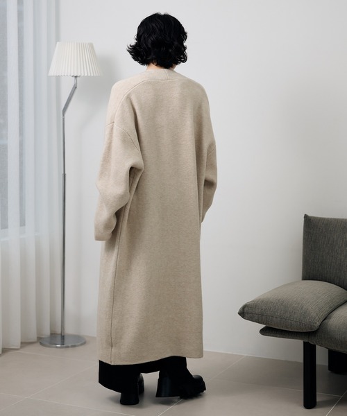 LAULEN(ローレン)の「no collar v neck long coat /ノーカラーVネックソフトロングコート(ノーカラーコート・レディース・ライトグレー/ダークグレー/オートミール/キャメル/ブラウン・FREE)」の7枚目の写真