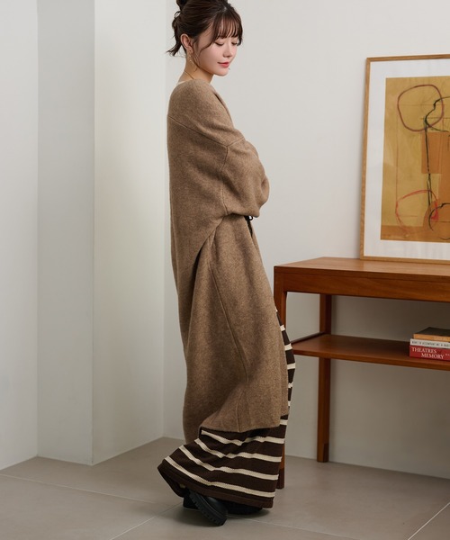 LAULEN(ローレン)の「no collar v neck long coat /ノーカラーVネックソフトロングコート(ノーカラーコート・レディース・ライトグレー/ダークグレー/オートミール/キャメル/ブラウン・FREE)」の18枚目の写真