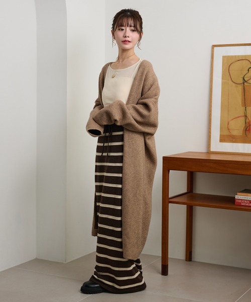 LAULEN(ローレン)の「no collar v neck long coat /ノーカラーVネックソフトロングコート(ノーカラーコート・レディース・ライトグレー/ダークグレー/オートミール/キャメル/ブラウン・FREE)」の21枚目の写真