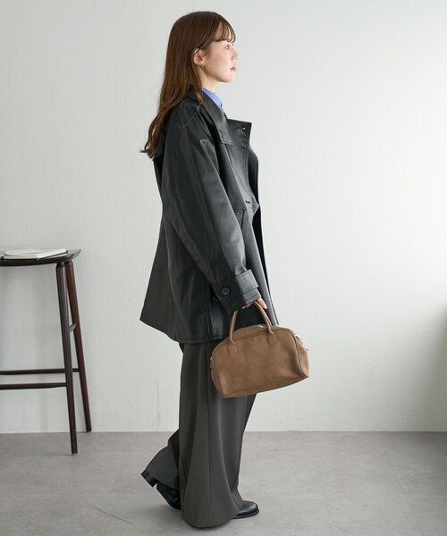 DISCOAT(ディスコート)の「フェイクレザースタンドコート(その他アウター・レディース・ブラック/ダークブラウン・FREE)」の10枚目の写真