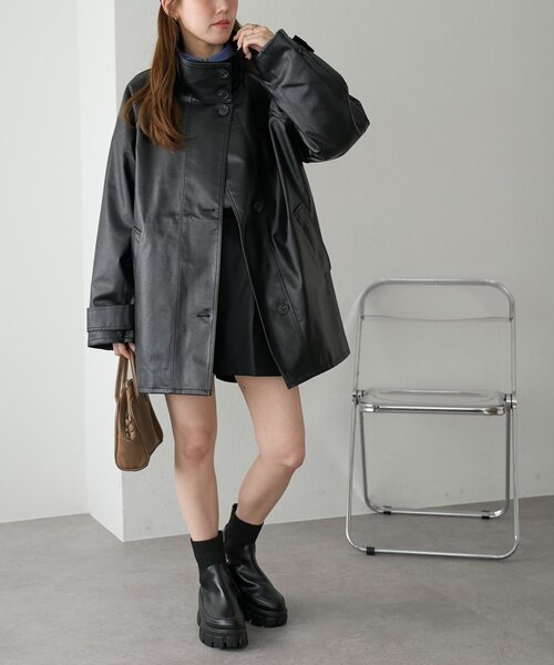 フェイクレザースタンドコート（その他アウター）｜DISCOAT（ディス