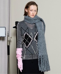 mk メゾンスペシャル 加工 ステッチカーディガン グレー 00 24AW mk様専用 メゾンスペシャル 加工 ステッチカーディガン グレー