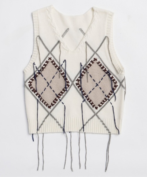 Stitch Argyle Knit Vest / ステッチアーガイルニットベスト（ベスト