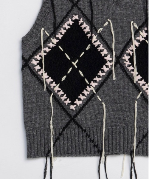 Stitch Argyle Knit Vest / ステッチアーガイルニットベスト（ベスト
