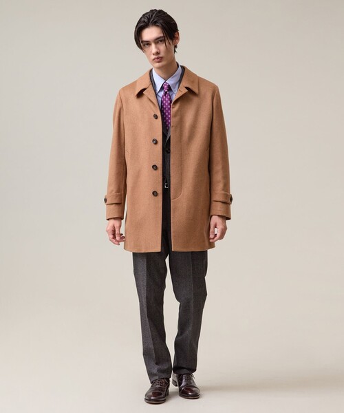 J.PRESS(ジェイプレス)の「ウールとカシミヤの品格素材【定番】ウールカシミヤビーバー ドレスショートコート_25年モデル(ステンカラーコート・メンズ・黄土色系/ネイビー系/ライトグレー系・LARGE/MEDIUM/X-LARGE/SMALL)」の4枚目の写真