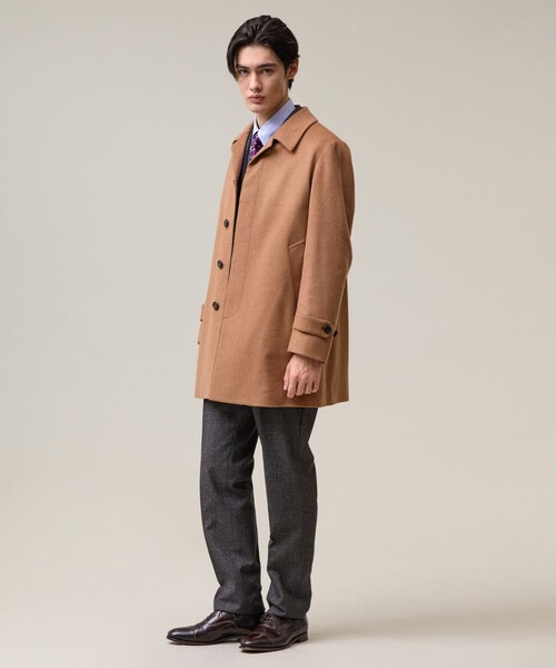 J.PRESS(ジェイプレス)の「ウールとカシミヤの品格素材【定番】ウールカシミヤビーバー ドレスショートコート_25年モデル(ステンカラーコート・メンズ・黄土色系/ネイビー系/ライトグレー系・LARGE/MEDIUM/X-LARGE/SMALL)」の5枚目の写真