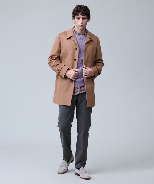J.PRESS(ジェイプレス)の「ウールとカシミヤの品格素材【定番】ウールカシミヤビーバー ドレスショートコート_25年モデル(ステンカラーコート・メンズ・黄土色系/ネイビー系/ライトグレー系・LARGE/MEDIUM/X-LARGE/SMALL)」の8枚目の写真