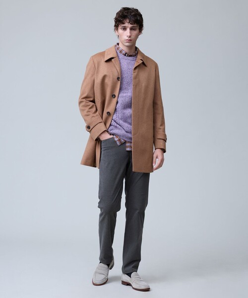 J.PRESS(ジェイプレス)の「ウールとカシミヤの品格素材【定番】ウールカシミヤビーバー ドレスショートコート_25年モデル(ステンカラーコート・メンズ・黄土色系/ネイビー系/ライトグレー系・LARGE/MEDIUM/X-LARGE/SMALL)」の9枚目の写真