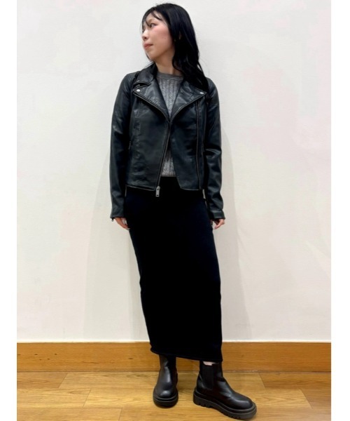 GAP ブラックレザー ライダースジャケット セール】ヴィーガンレザー ライダースジャケット（ライダース