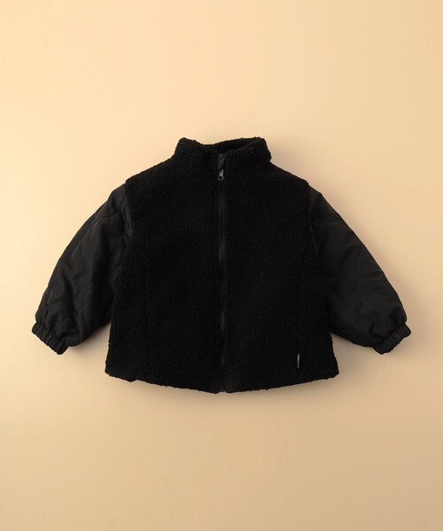 COMME CA ISM(コムサイズム)の「【オンライン限定カラー:ブラック】リバーシブル キルト×ボア ブルゾン(ベビーサイズ)(ブルゾン・キッズ・ネイビー/ブラック/カーキ・80-90cm)」の4枚目の写真