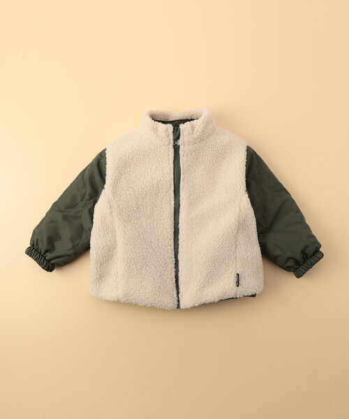 COMME CA ISM(コムサイズム)の「【オンライン限定カラー:ブラック】リバーシブル キルト×ボア ブルゾン(ベビーサイズ)(ブルゾン・キッズ・ネイビー/ブラック/カーキ・80-90cm)」の5枚目の写真