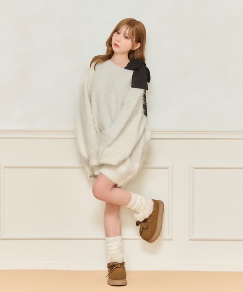 apres jour(アプレジュール)の「【リボンインナー別売り】シャギーニットワンピース(ワンピース・レディース・オフホワイト/チャコールグレー/ベビーピンク/ボルドー・X-LARGE/フリー)」の13枚目の写真