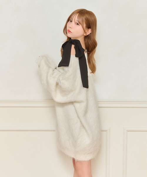 apres jour(アプレジュール)の「【リボンインナー別売り】シャギーニットワンピース(ワンピース・レディース・オフホワイト/チャコールグレー/ベビーピンク/ボルドー・X-LARGE/フリー)」の12枚目の写真
