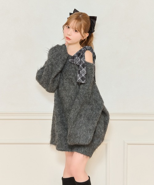 apres jour(アプレジュール)の「【リボンインナー別売り】シャギーニットワンピース(ワンピース・レディース・オフホワイト/チャコールグレー/ベビーピンク/ボルドー・X-LARGE/フリー)」の18枚目の写真