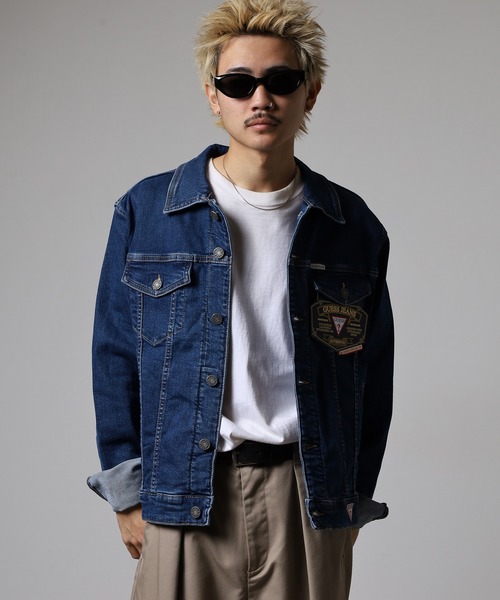 GUESS JEANS(ゲスジーンズ)の「GUESS JEANS GJ MENS SLIM TRUCKER JACKET ゲス スリム・デニム・トラッカー・ジャケット(デニムジャケット・メンズ・インディゴブルー・S/M/L)」の16枚目の写真