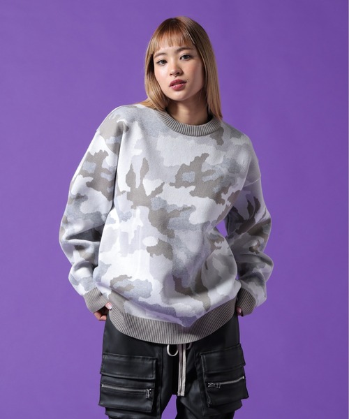 DANKE SCHON(ダンケシェーン)の「【WEB&DEPOT限定】DankeSchon/ダンケシェーン/CAMO CREWNECK KNIT(ニット/セーター・レディース・ブラック/グレー・M/XL/L)」の13枚目の写真